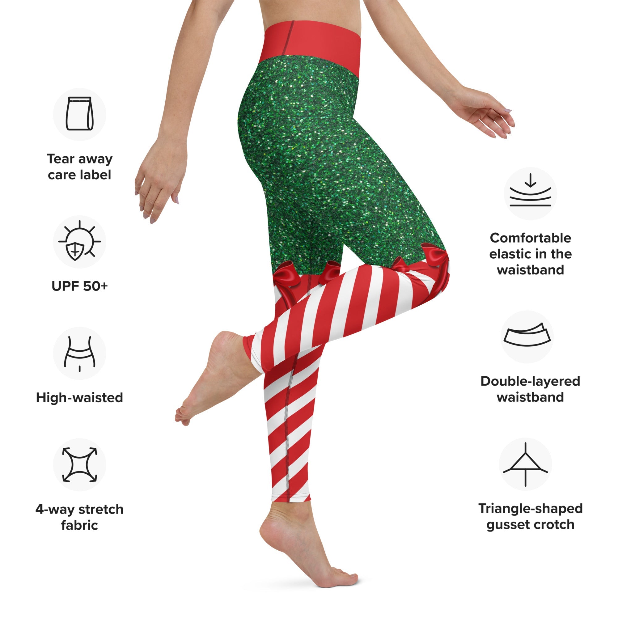 Candy Stripe Christmas Yoga Leggings