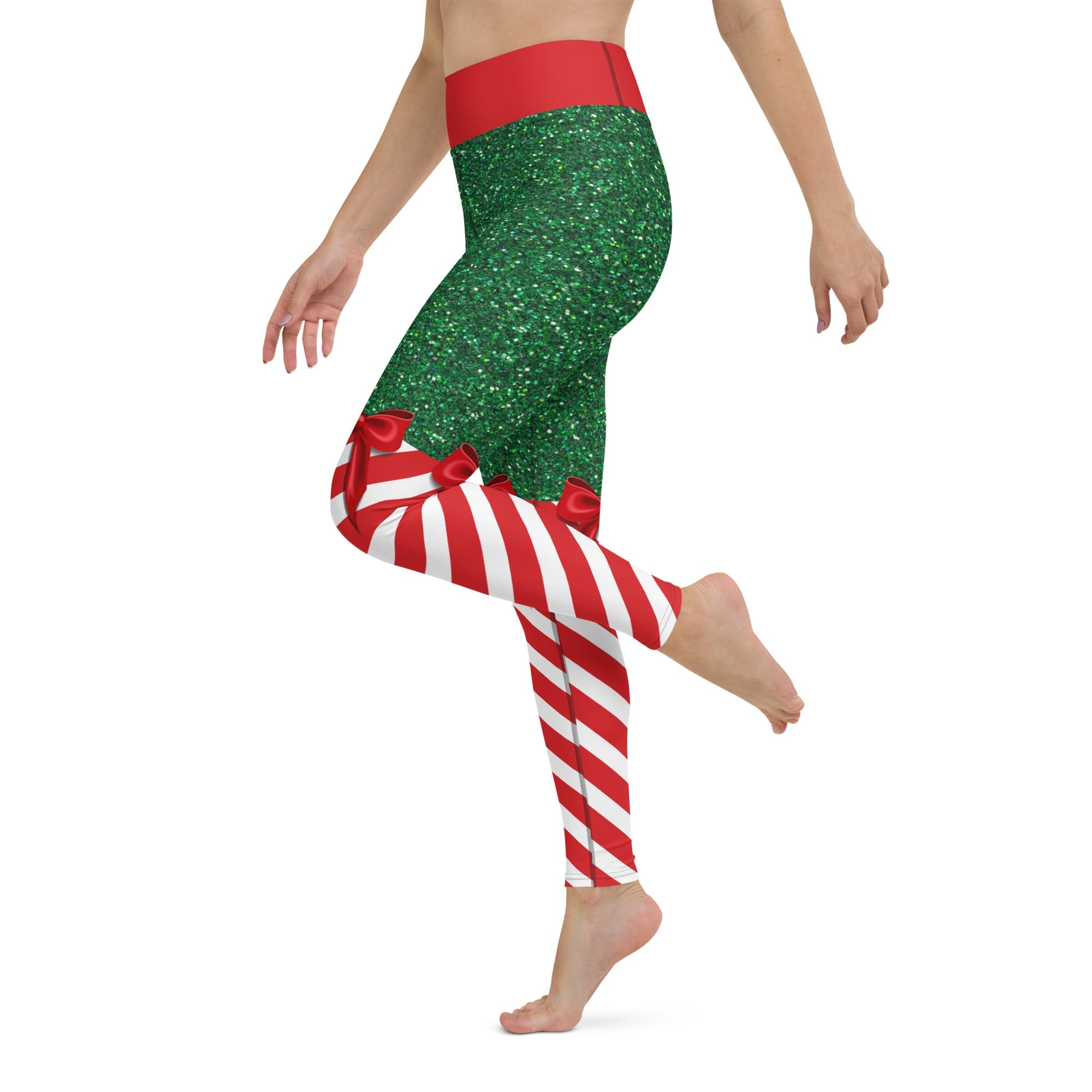 Candy Stripe Christmas Yoga Leggings