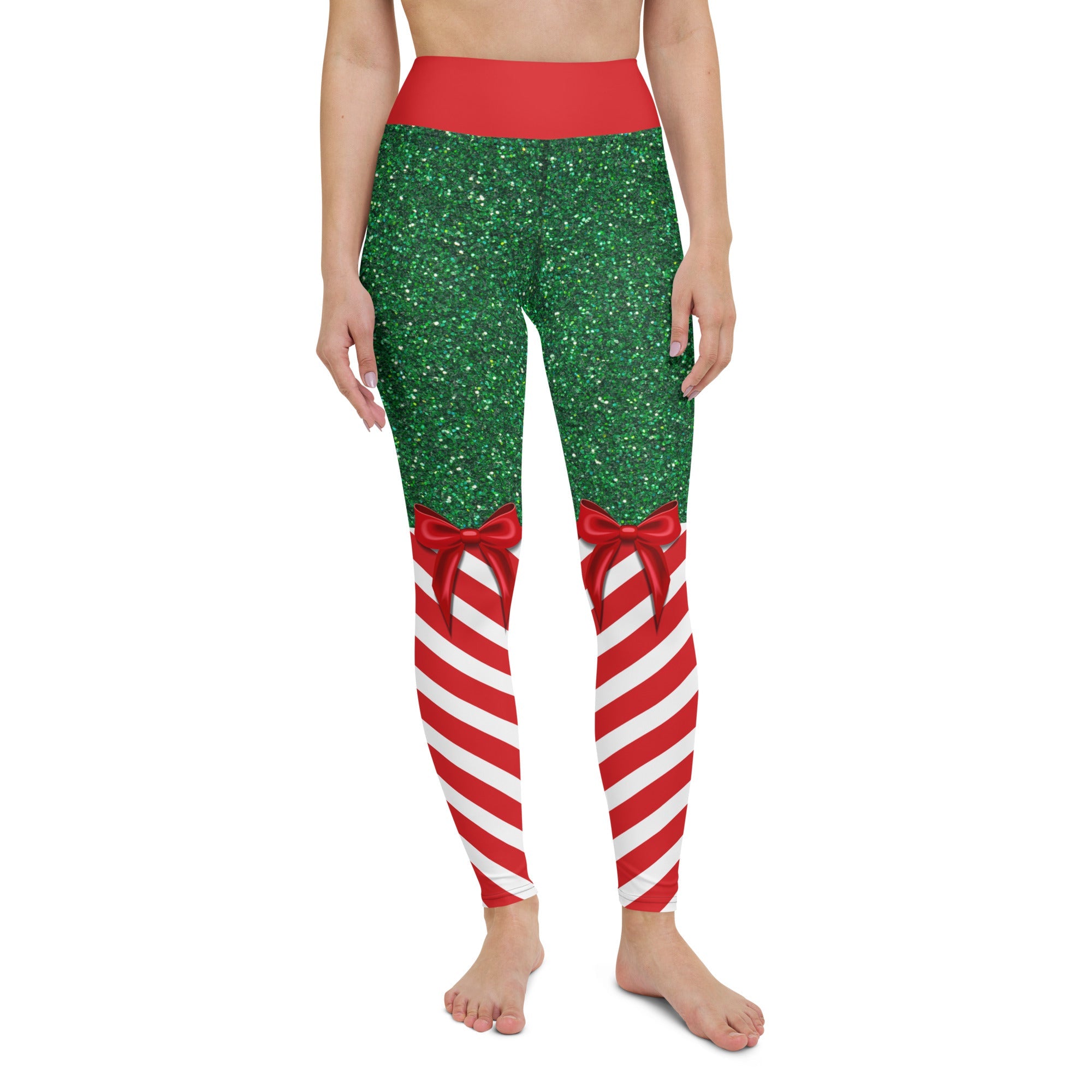 Candy Stripe Christmas Yoga Leggings