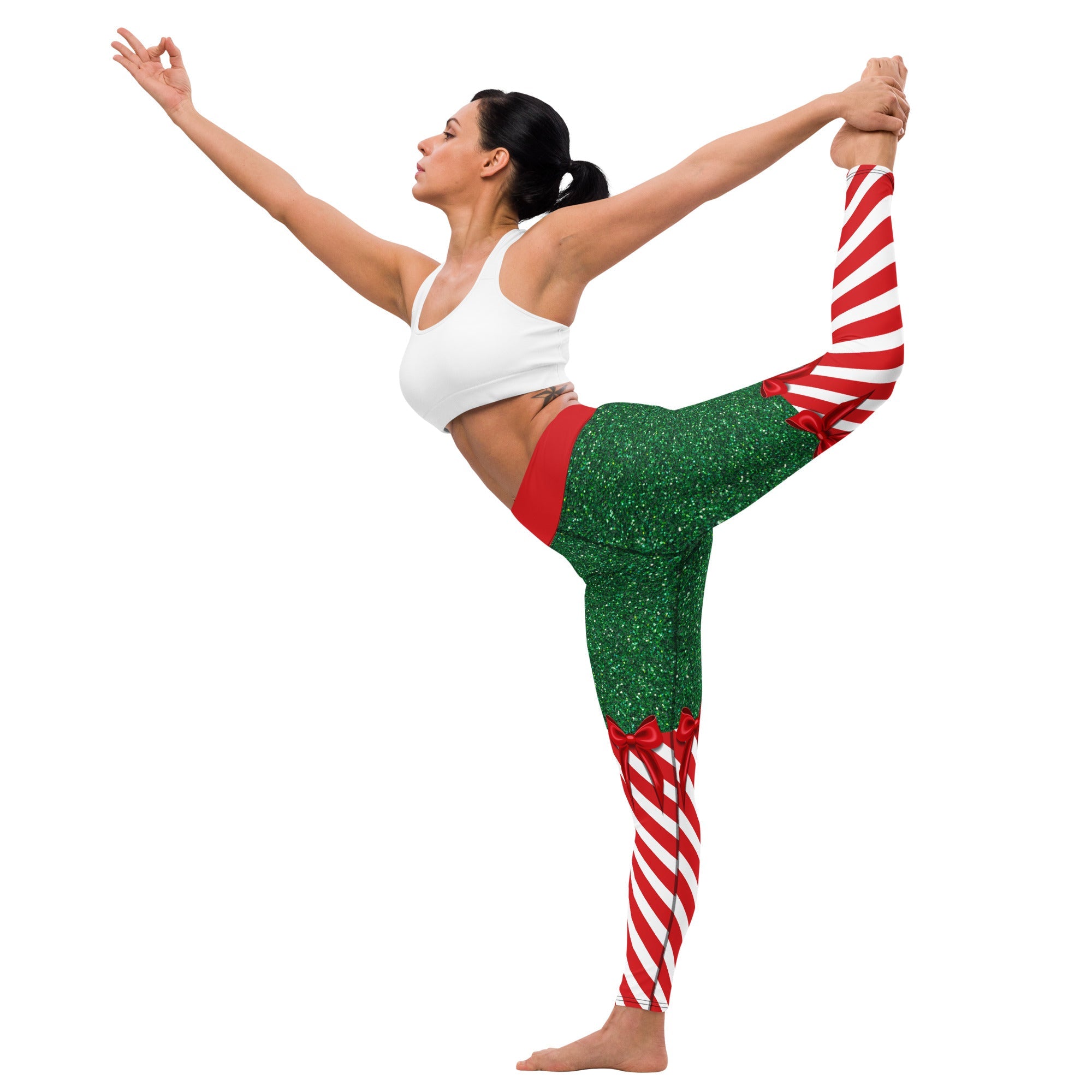 Candy Stripe Christmas Yoga Leggings