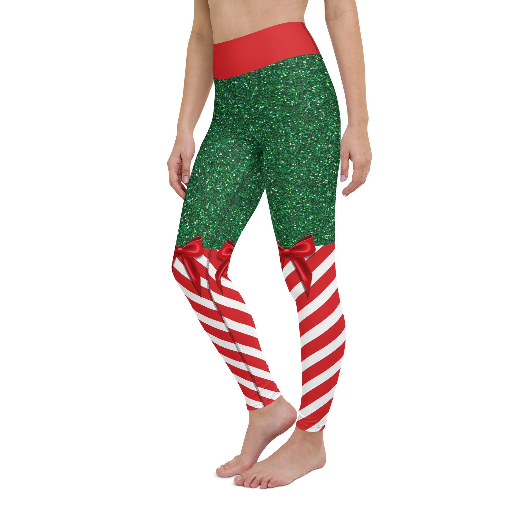 Candy Stripe Christmas Yoga Leggings