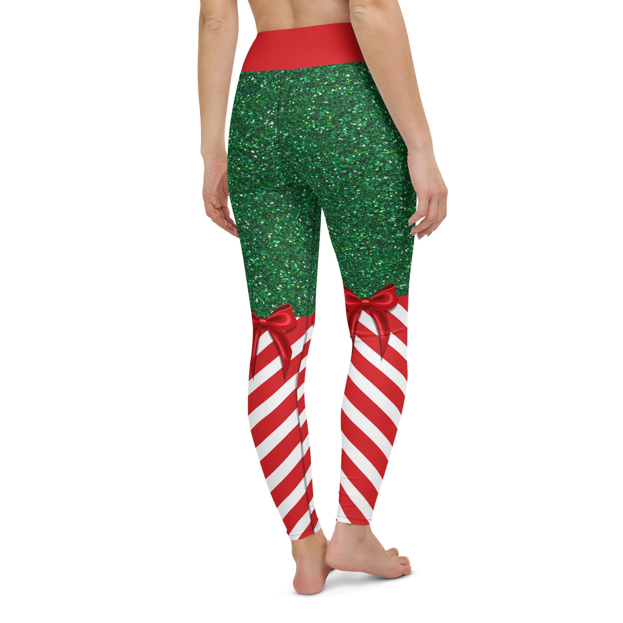 Candy Stripe Christmas Yoga Leggings