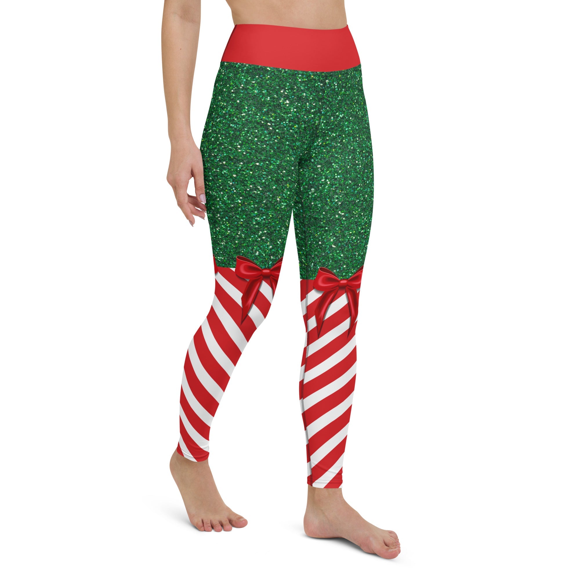 Candy Stripe Christmas Yoga Leggings