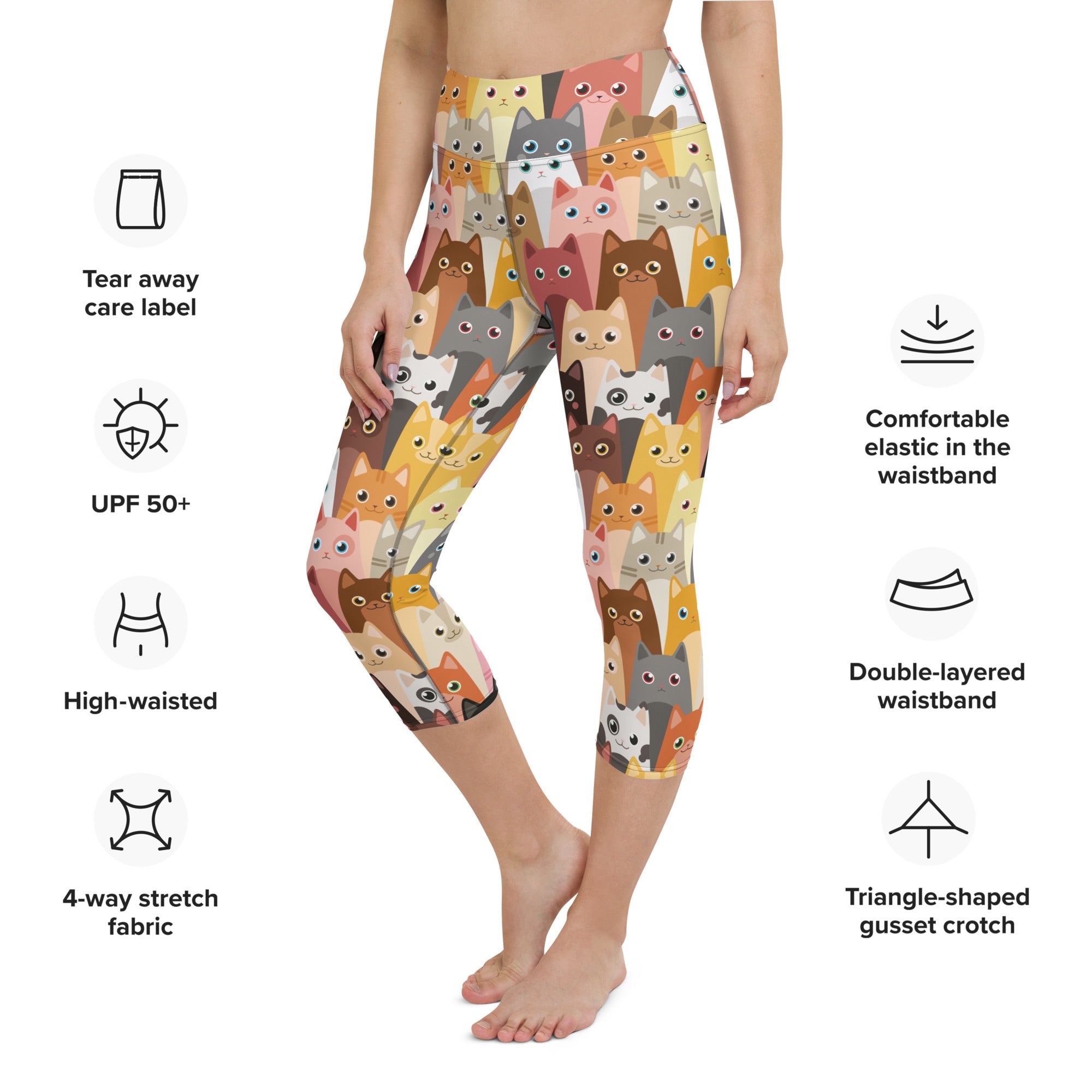 Cartoon Cats Yoga Capris