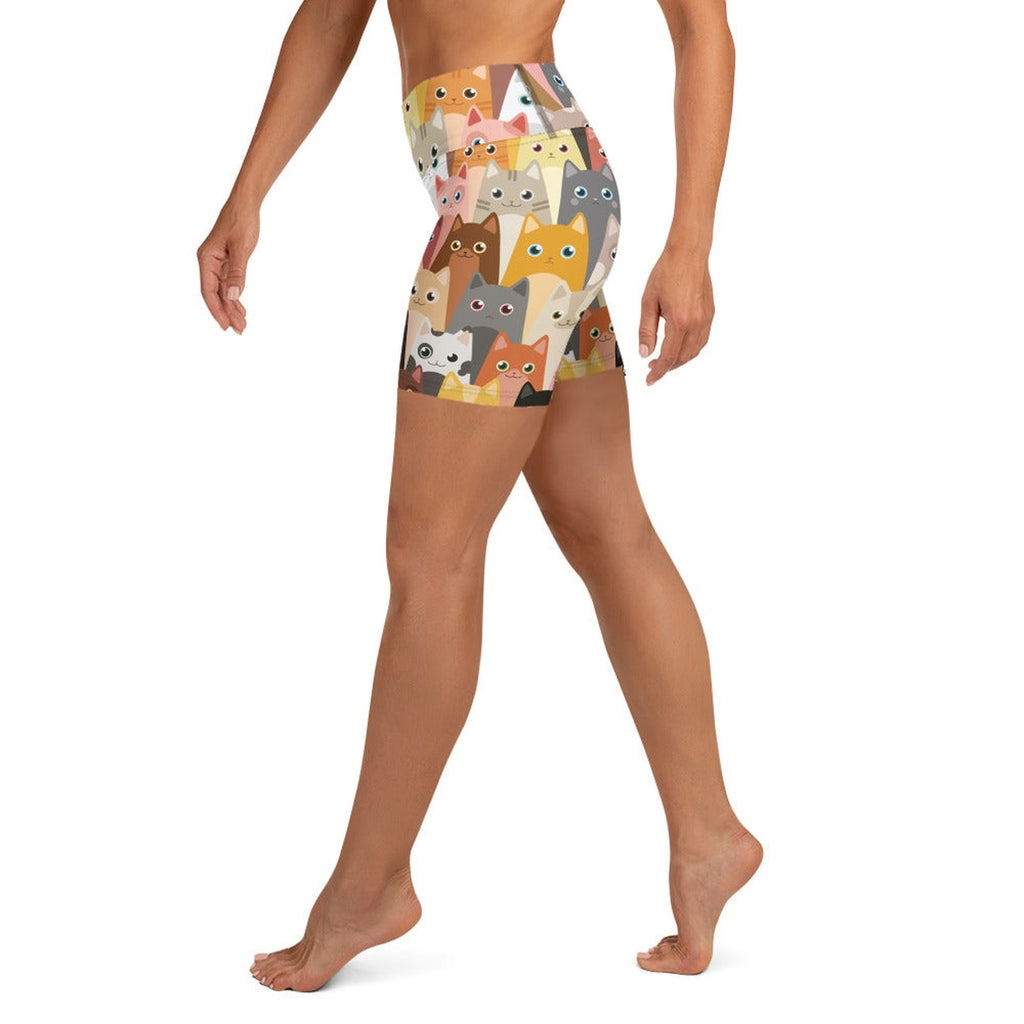 Cartoon Cats Yoga Shorts