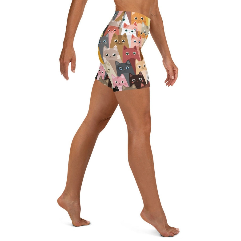 Cartoon Cats Yoga Shorts