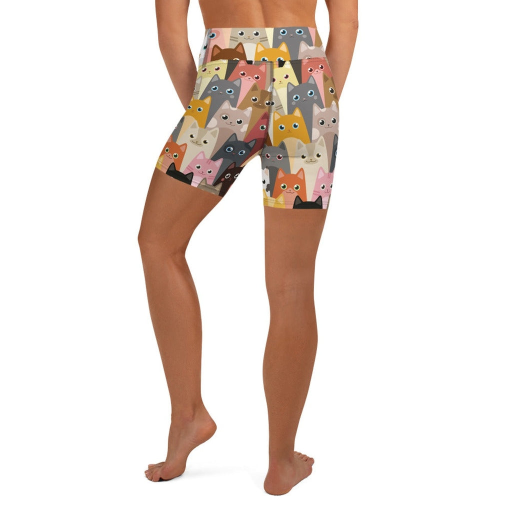 Cartoon Cats Yoga Shorts
