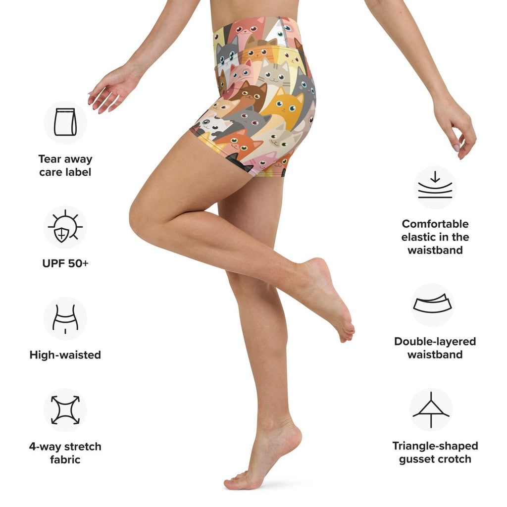 Cartoon Cats Yoga Shorts