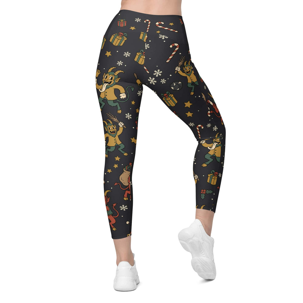 Cartoon Krampus Crossover Leggings With Pockets
