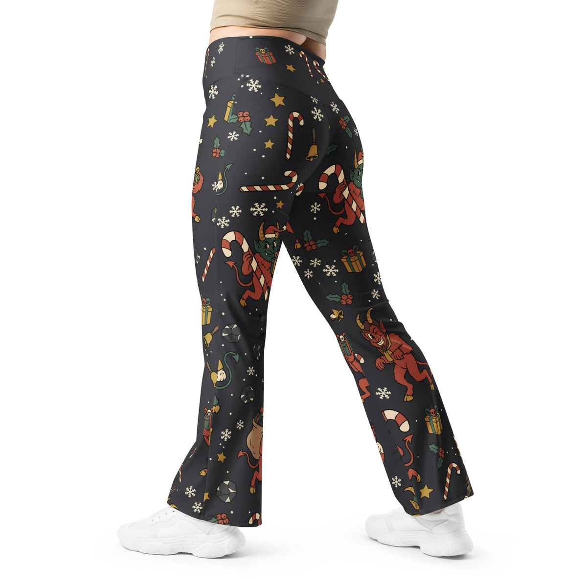 Cartoon Krampus Flare Leggings