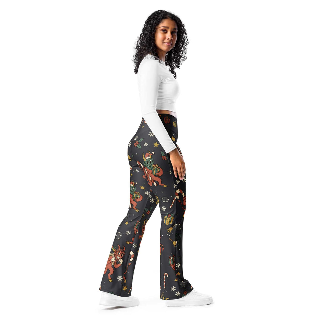 Cartoon Krampus Flare Leggings