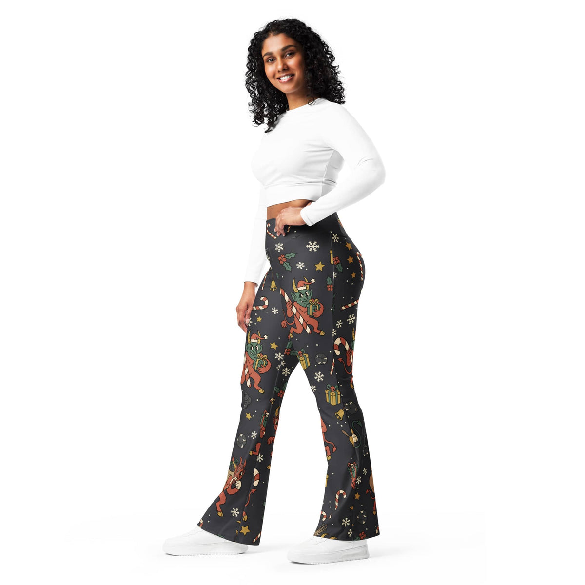 Cartoon Krampus Flare Leggings