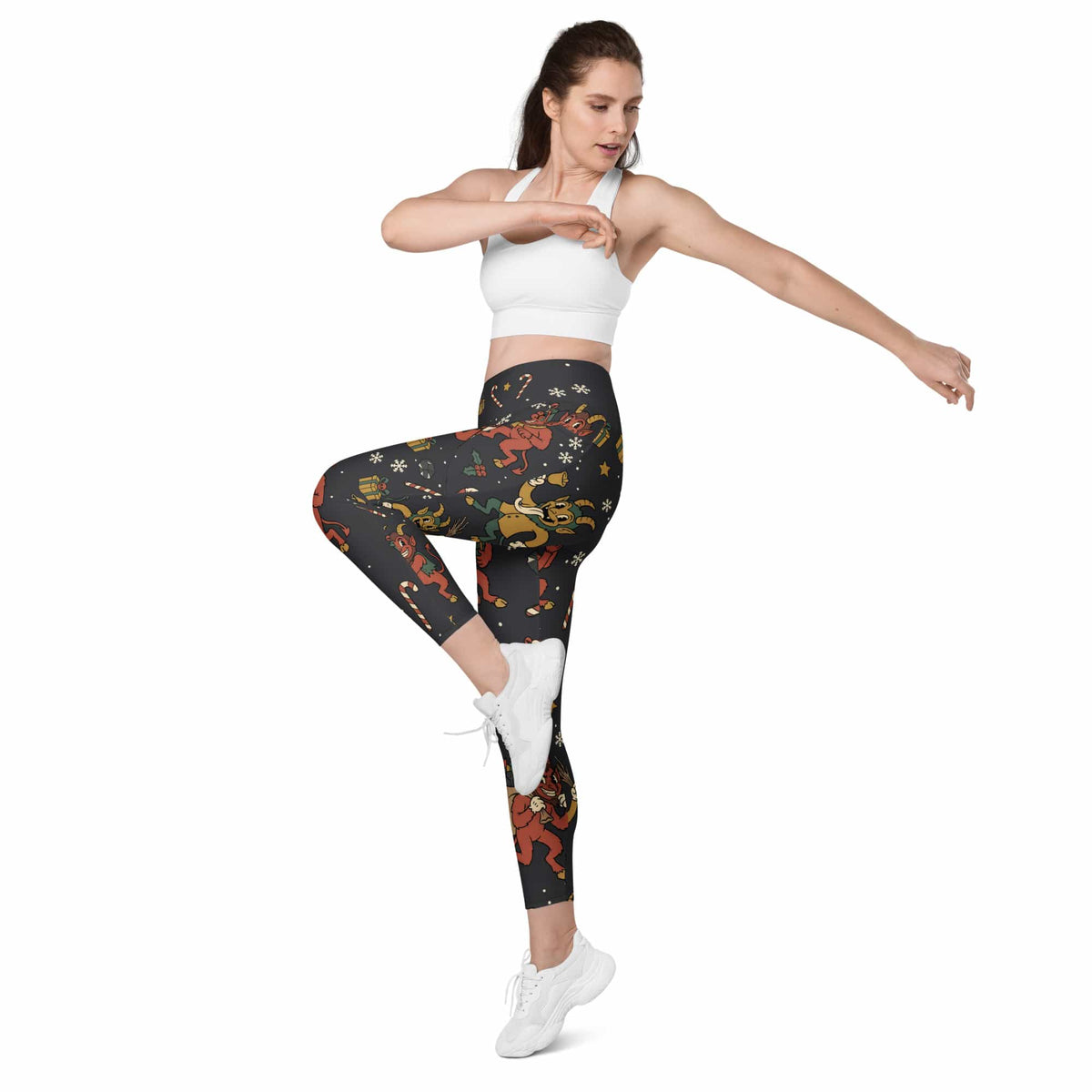 Cartoon Krampus Leggings With Pockets