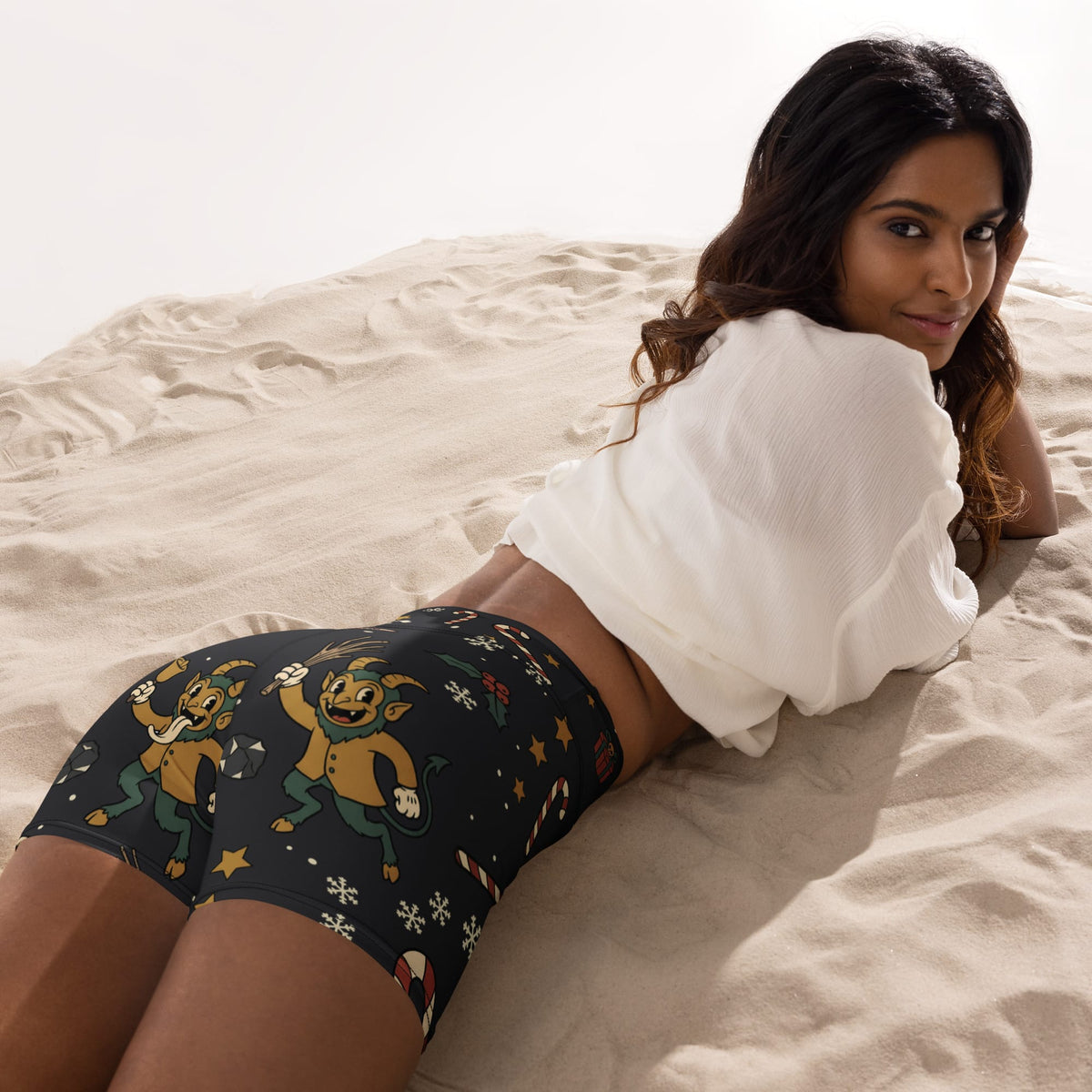 Cartoon Krampus Yoga Shorts
