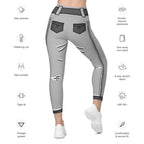 Cartoonized Monochrome Leggings With Pockets