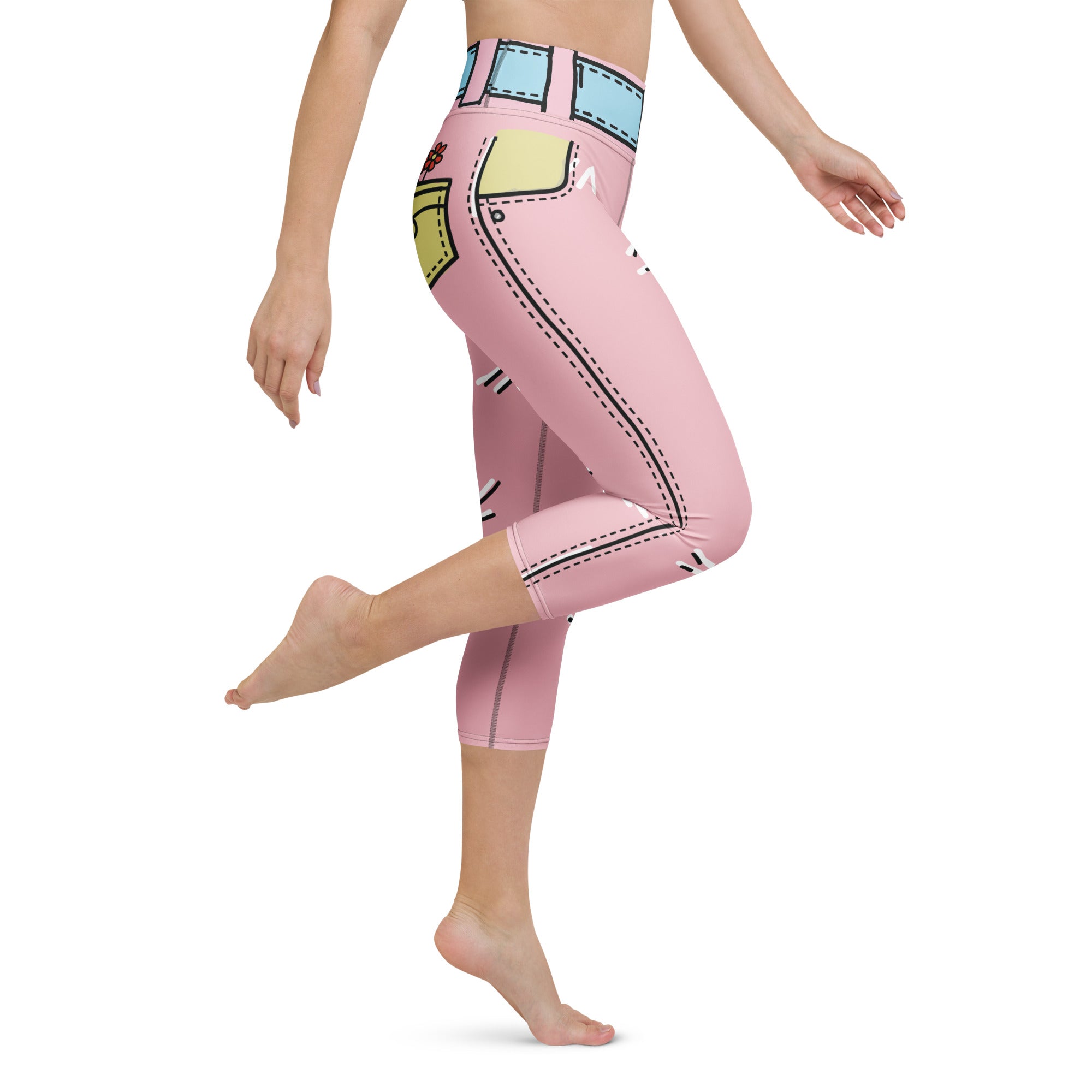 Cartoonized Pink Yoga Capris
