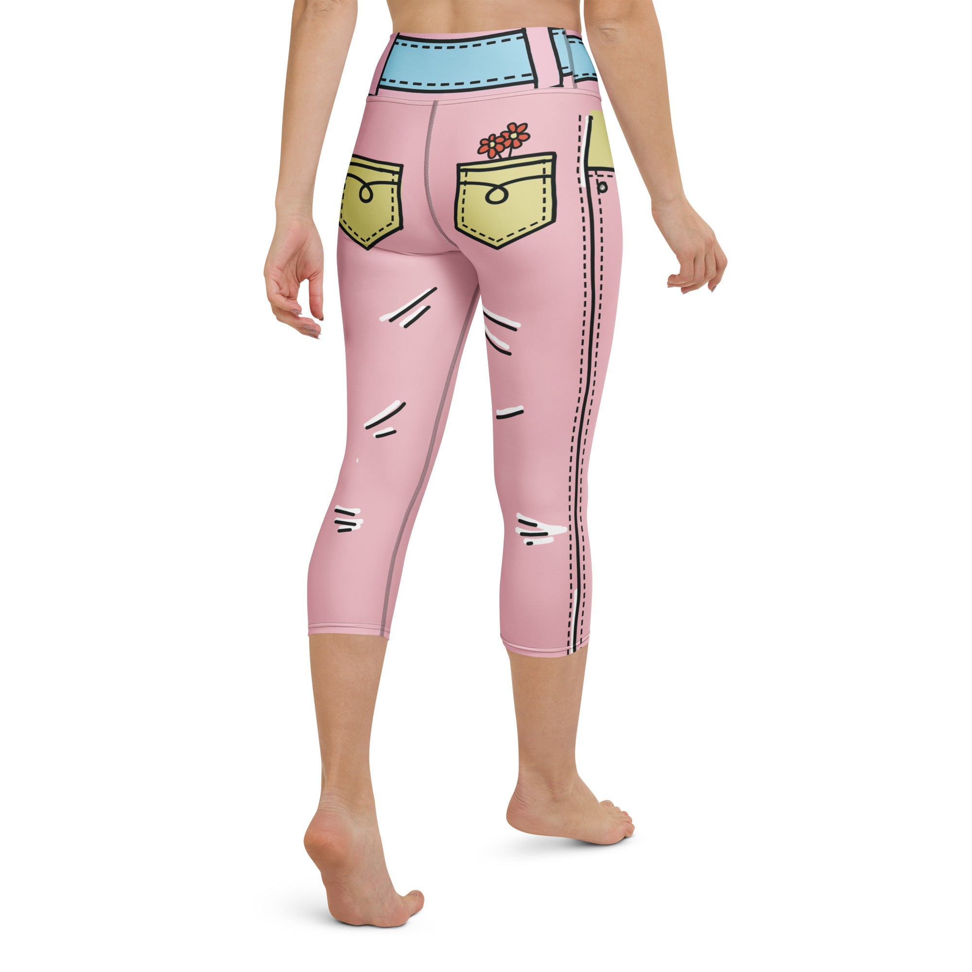 Cartoonized Pink Yoga Capris