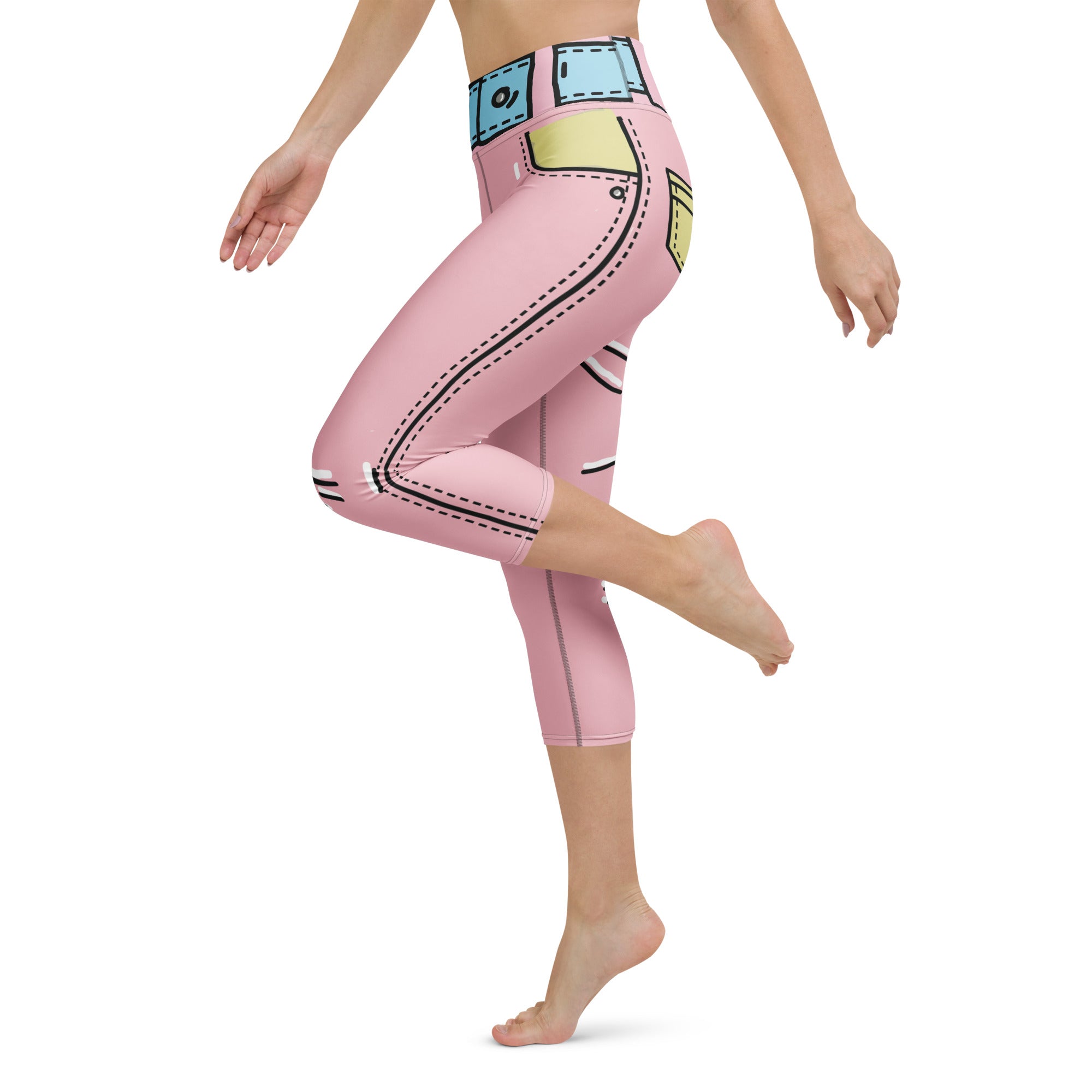 Cartoonized Pink Yoga Capris