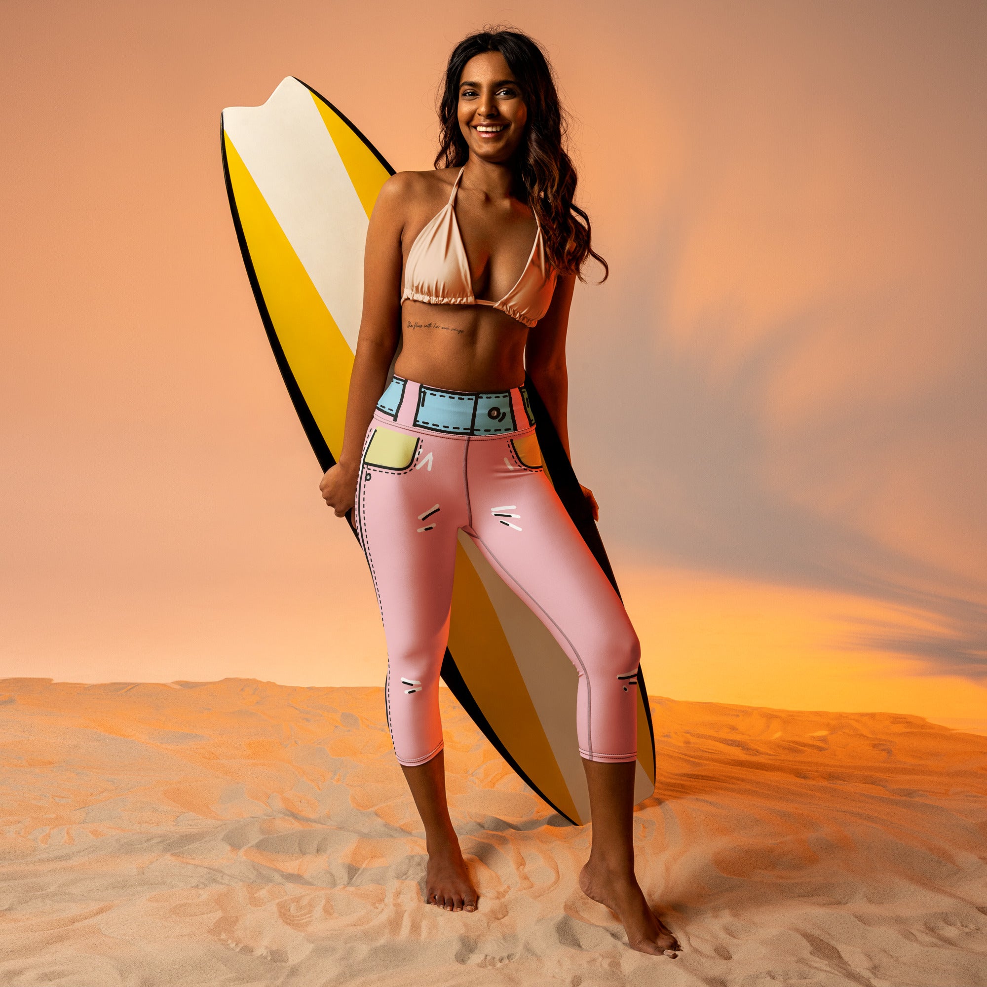 Cartoonized Pink Yoga Capris