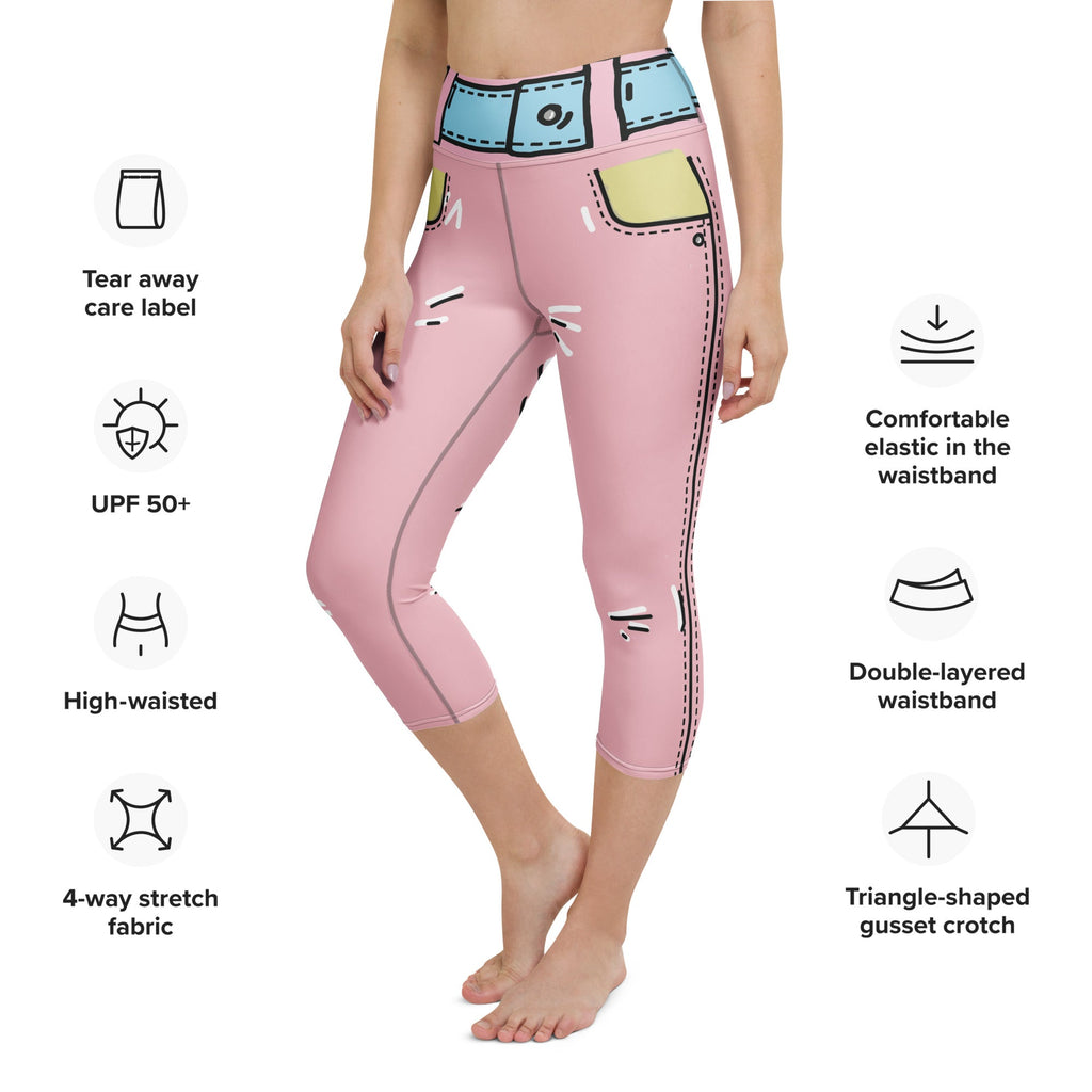 Cartoonized Pink Yoga Capris
