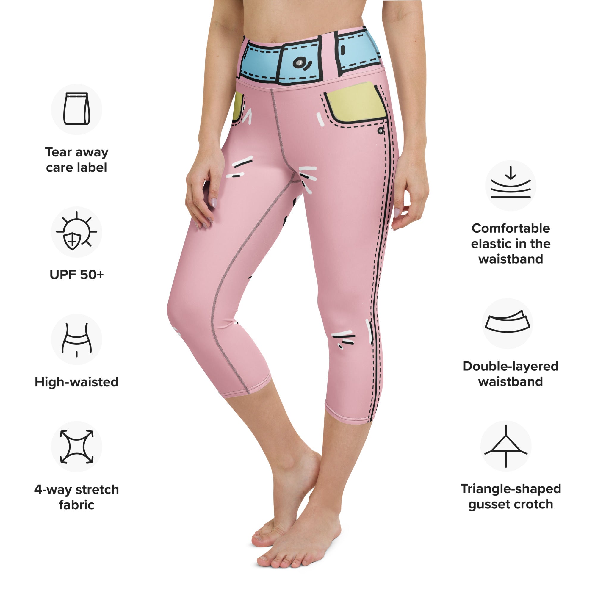 Cartoonized Pink Yoga Capris