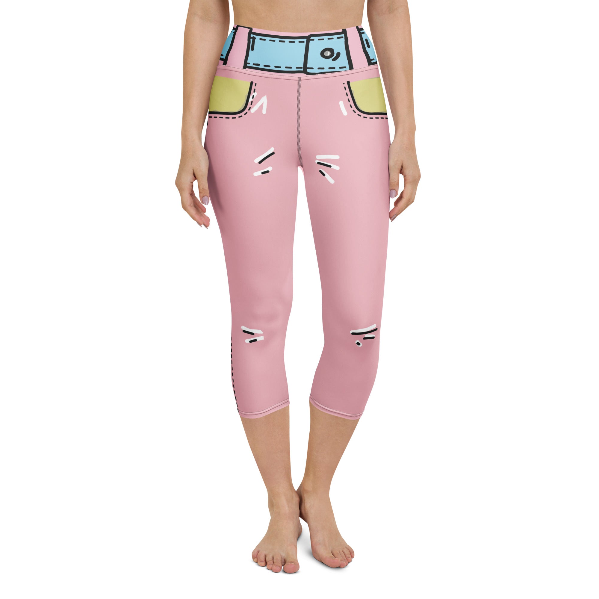 Cartoonized Pink Yoga Capris