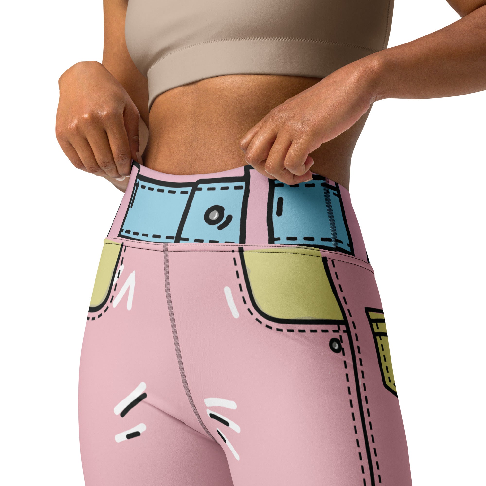 Cartoonized Pink Yoga Leggings