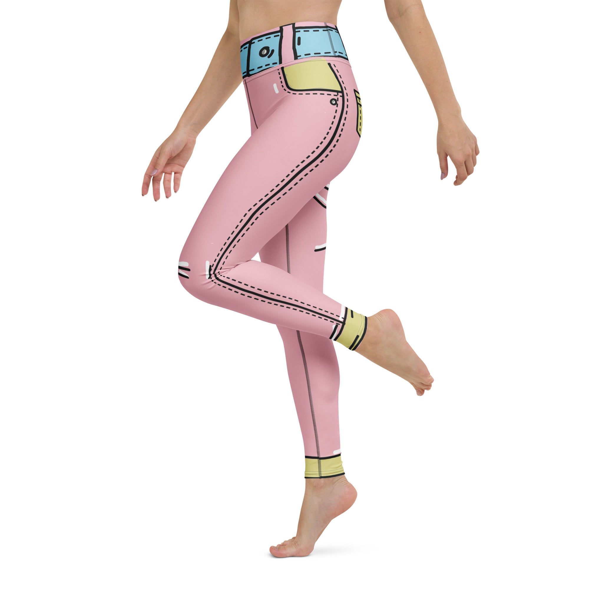 Cartoonized Pink Yoga Leggings