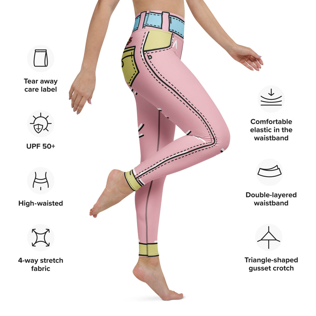 Cartoonized Pink Yoga Leggings