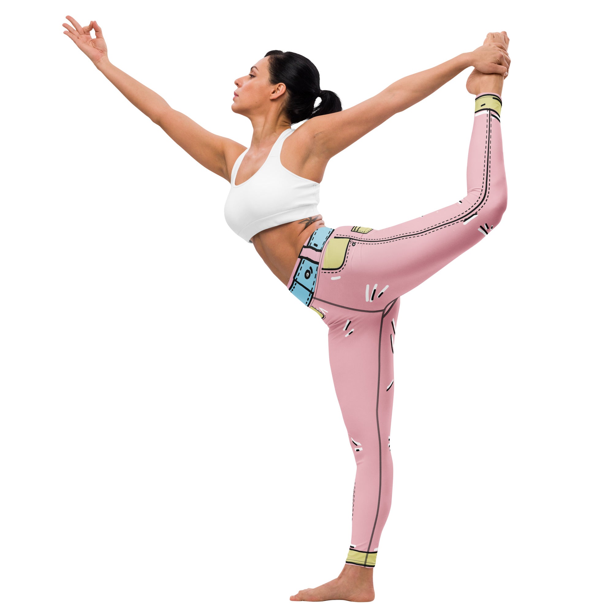 Cartoonized Pink Yoga Leggings