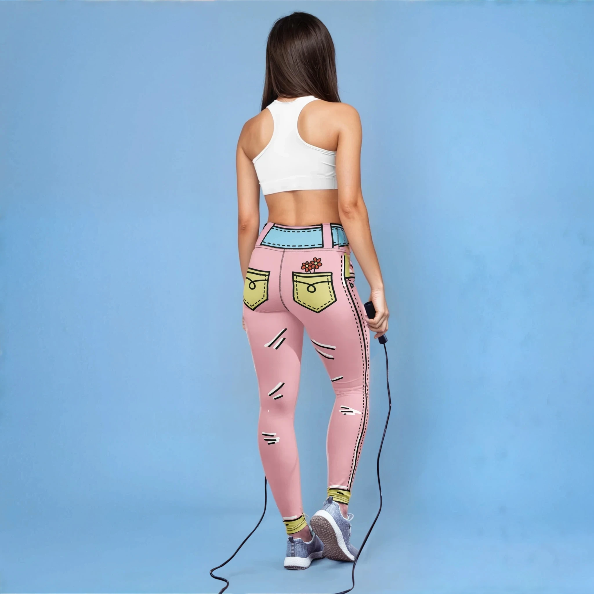 Cartoonized Pink Yoga Leggings