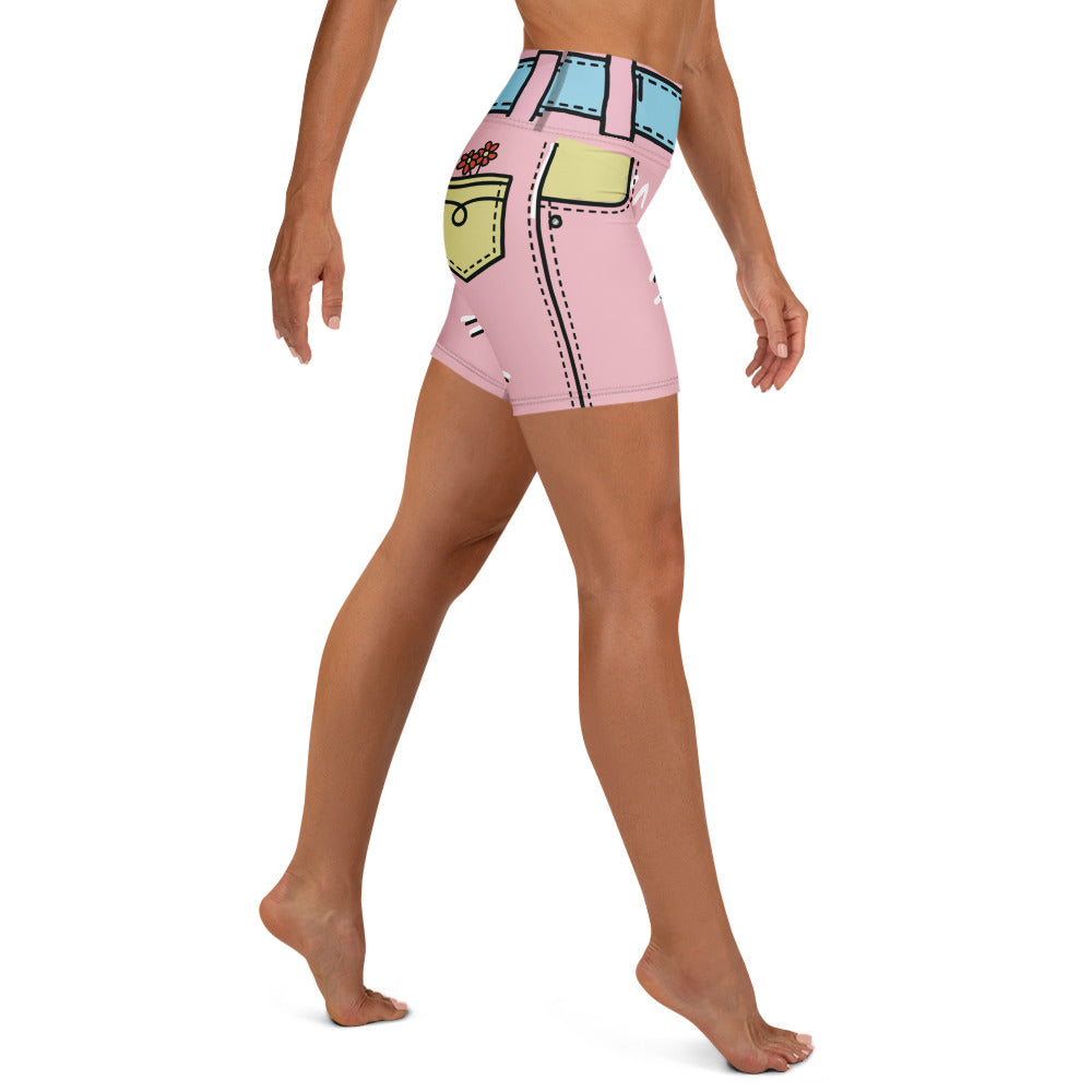 Cartoonized Pink Yoga Shorts
