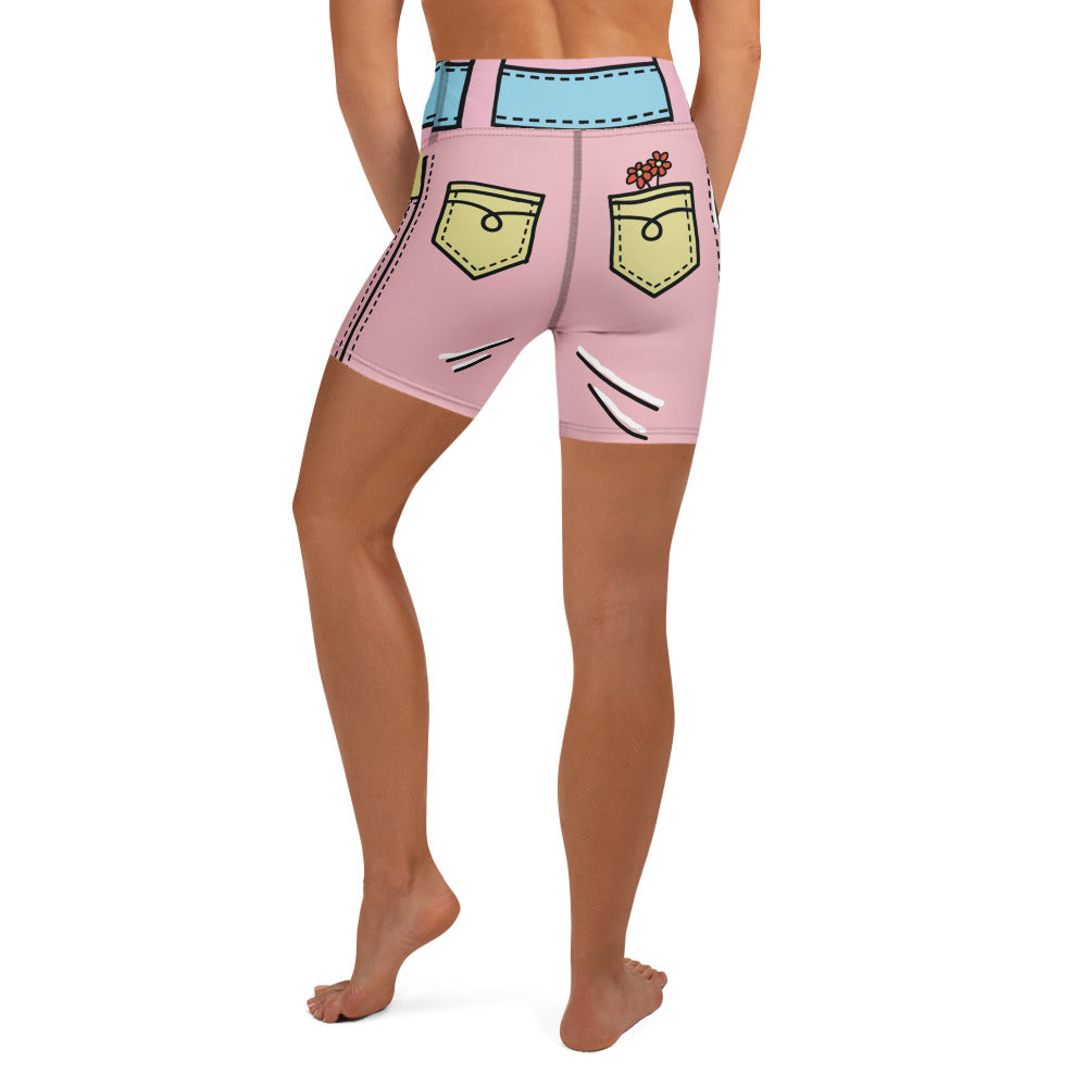 Cartoonized Pink Yoga Shorts