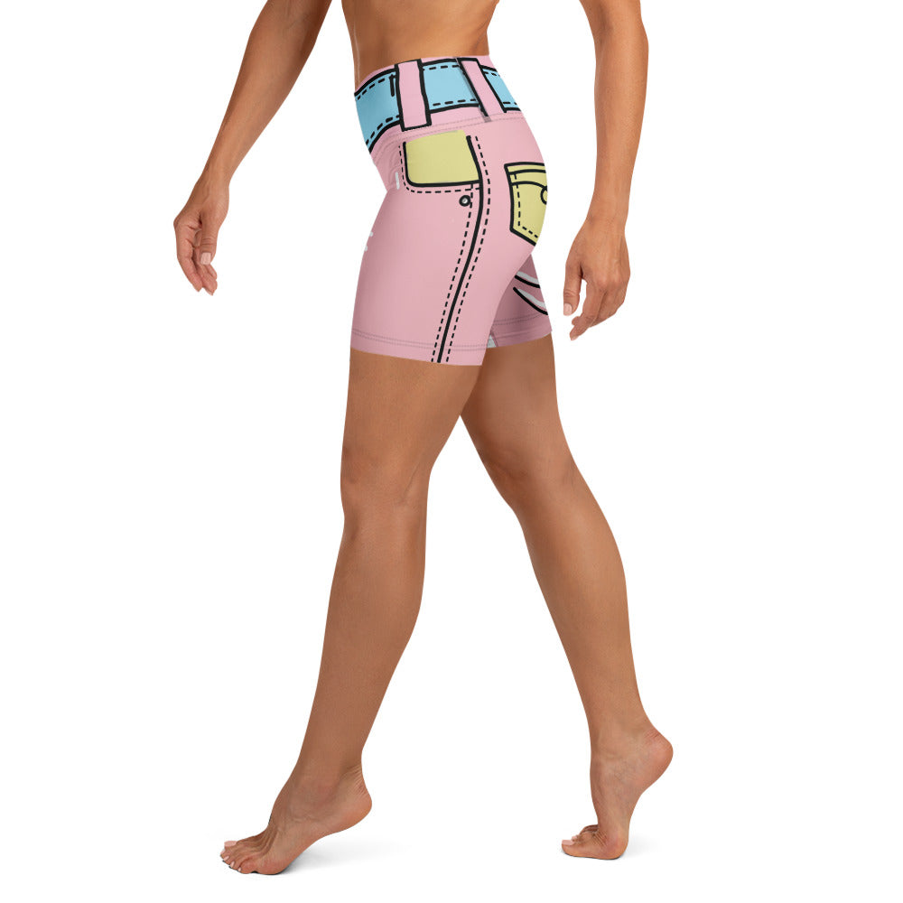 Cartoonized Pink Yoga Shorts