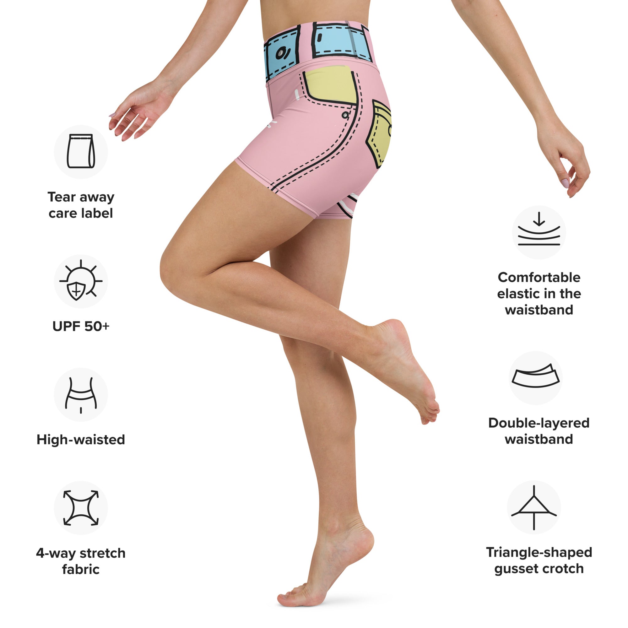 Cartoonized Pink Yoga Shorts