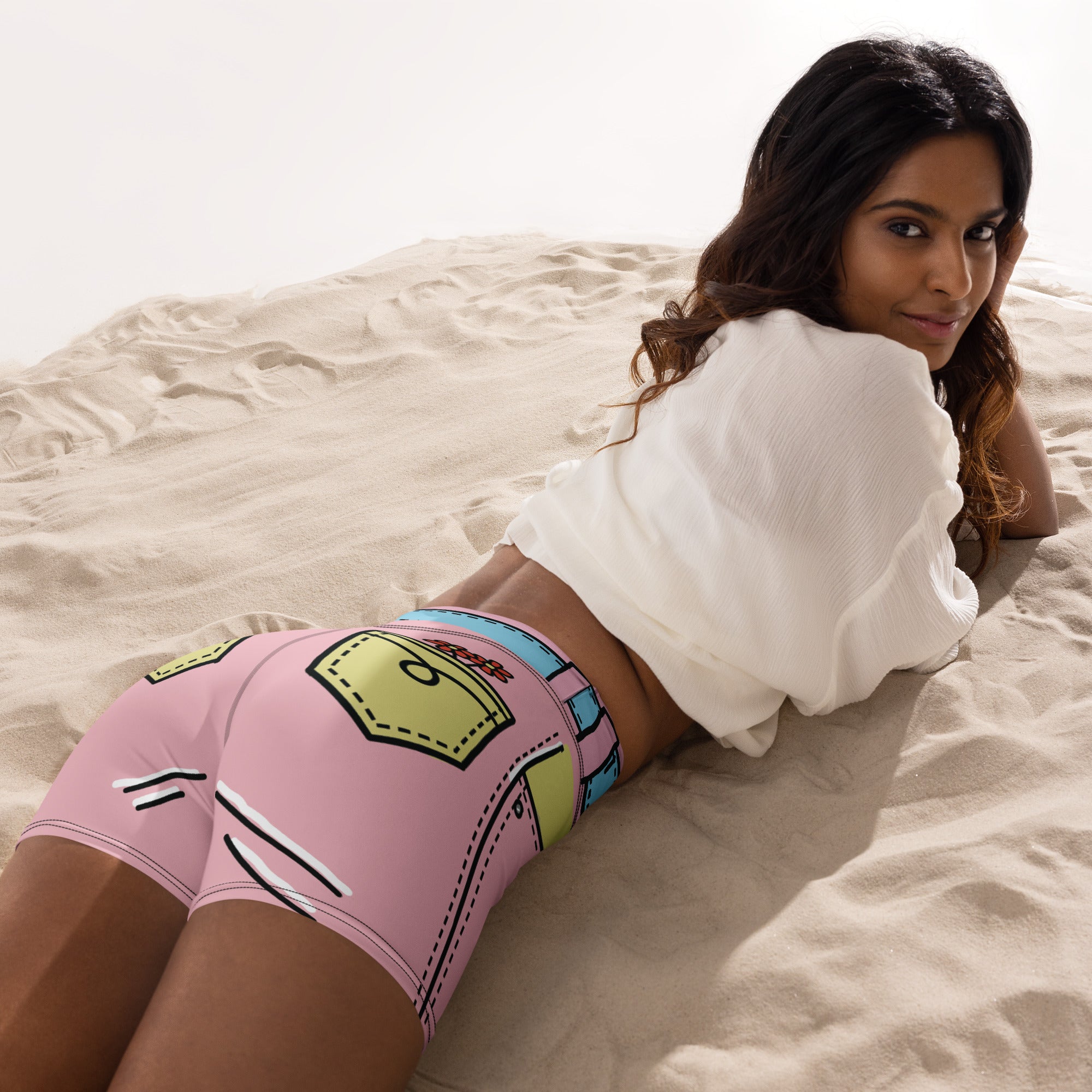 Cartoonized Pink Yoga Shorts