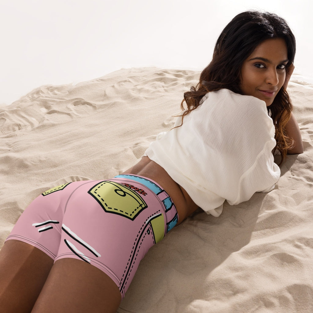 Cartoonized Pink Yoga Shorts