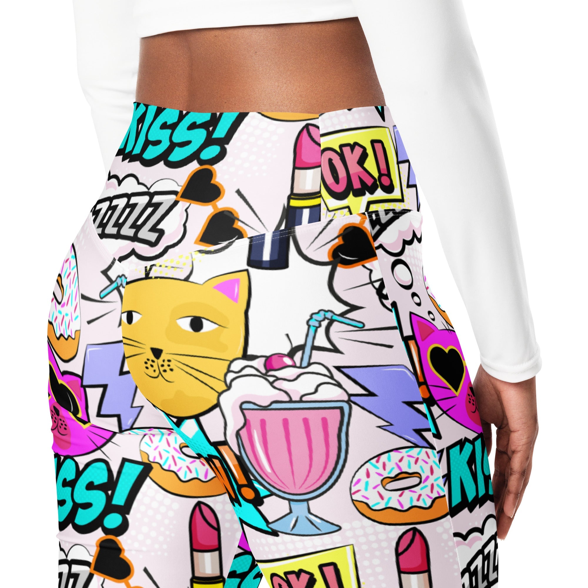 Cat Pop Art Flare Leggings