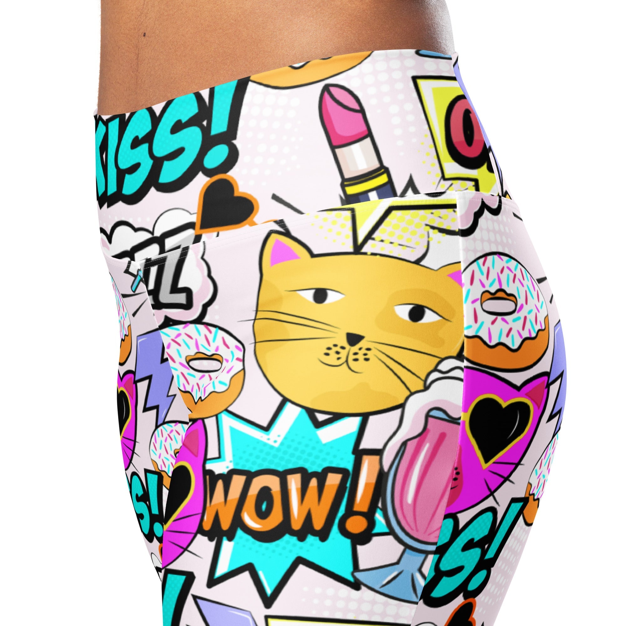 Cat Pop Art Flare Leggings