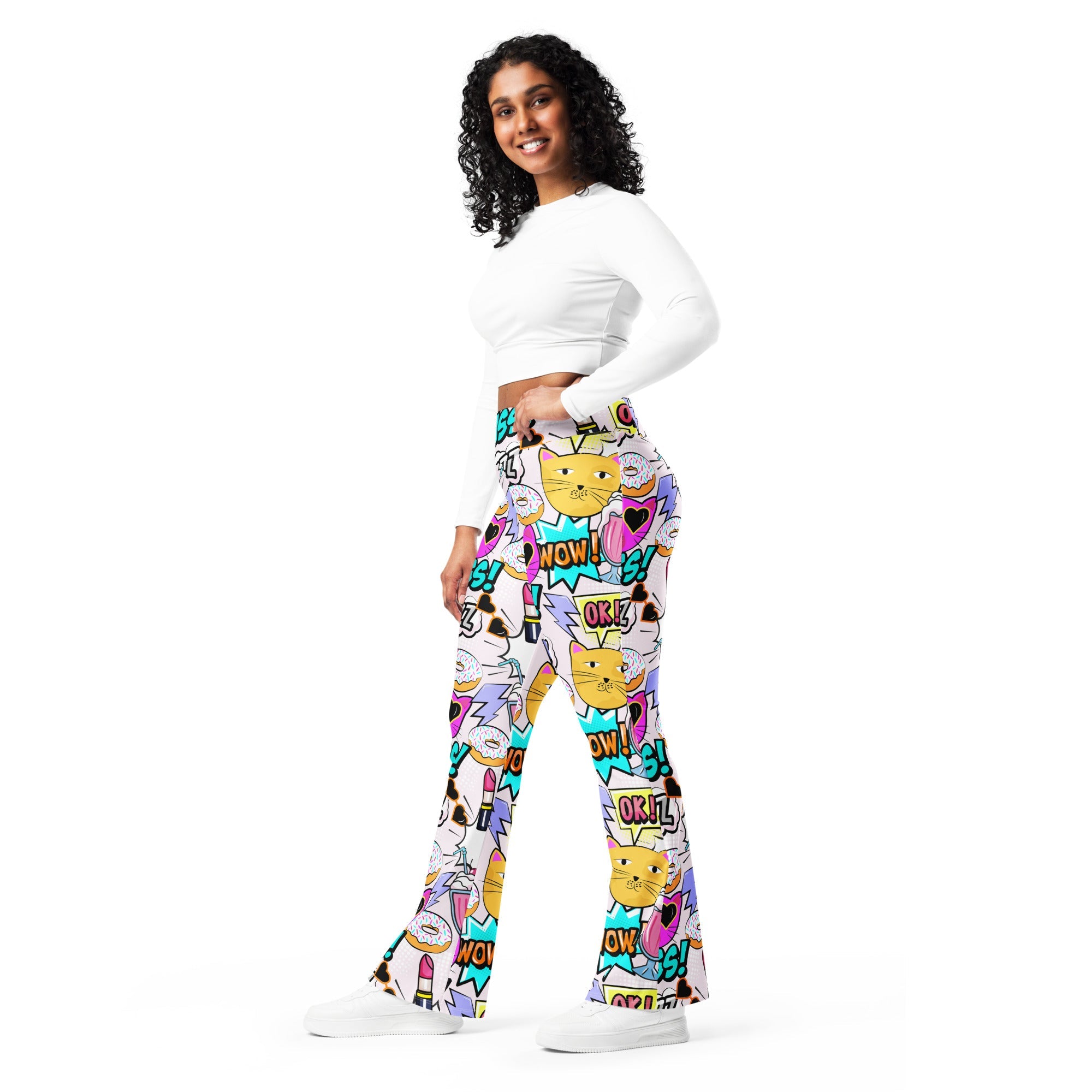 Cat Pop Art Flare Leggings