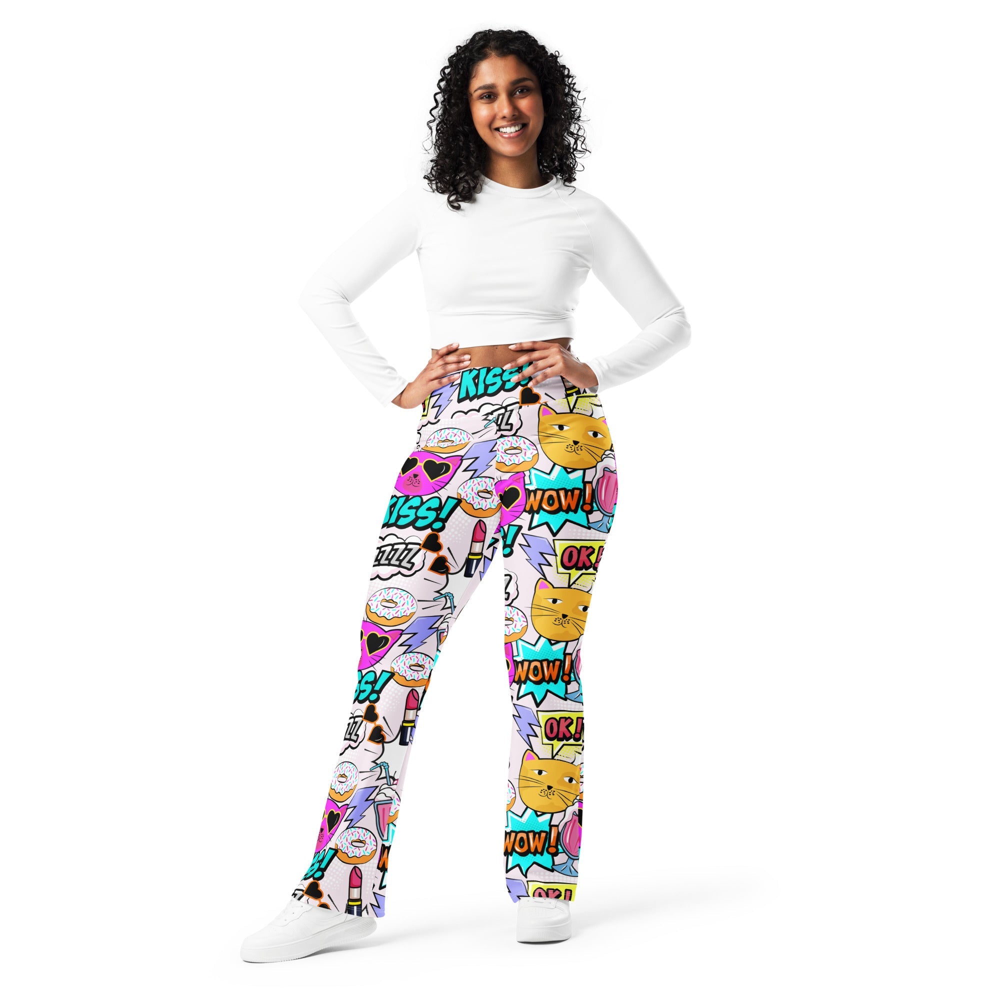 Cat Pop Art Flare Leggings