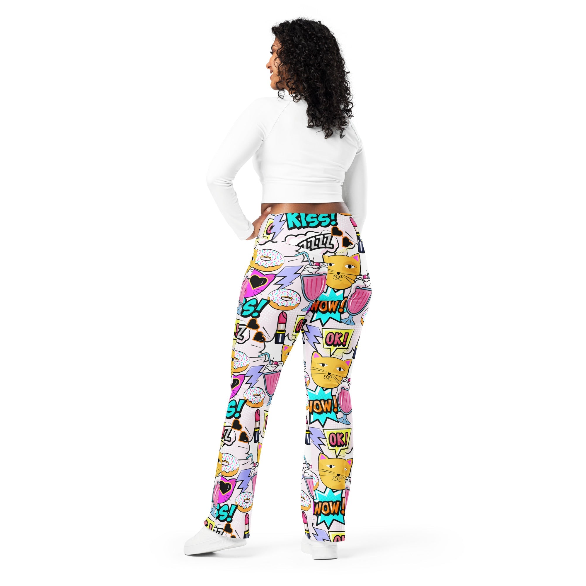 Cat Pop Art Flare Leggings