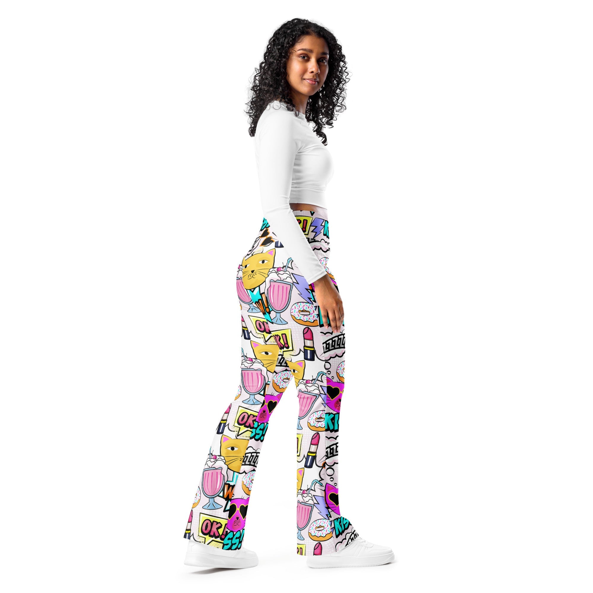 Cat Pop Art Flare Leggings
