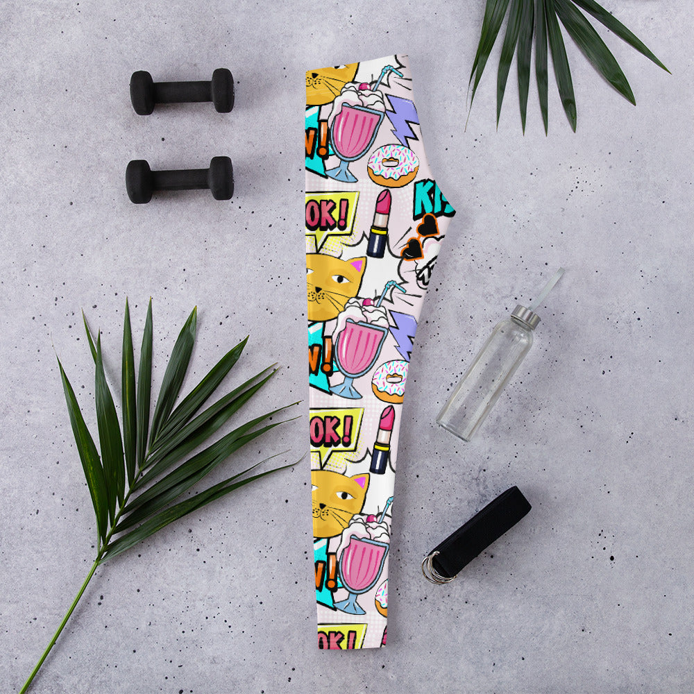 Cat Pop Art  Leggings