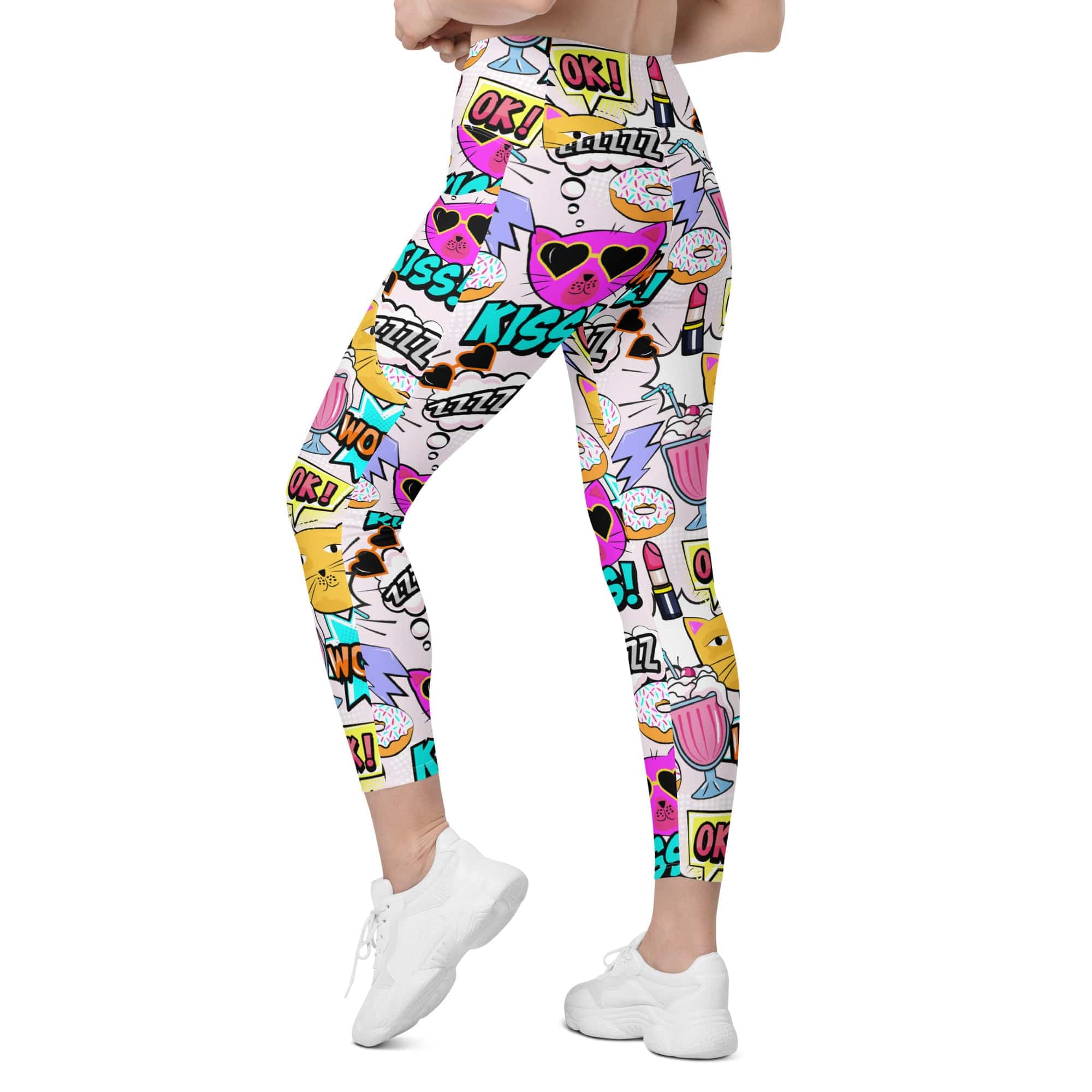 Cat Pop Art Leggings With Pockets