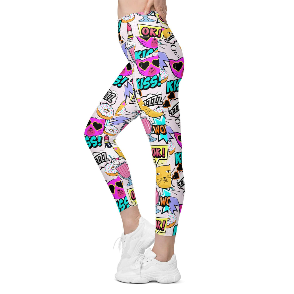 Cat Pop Art Leggings With Pockets