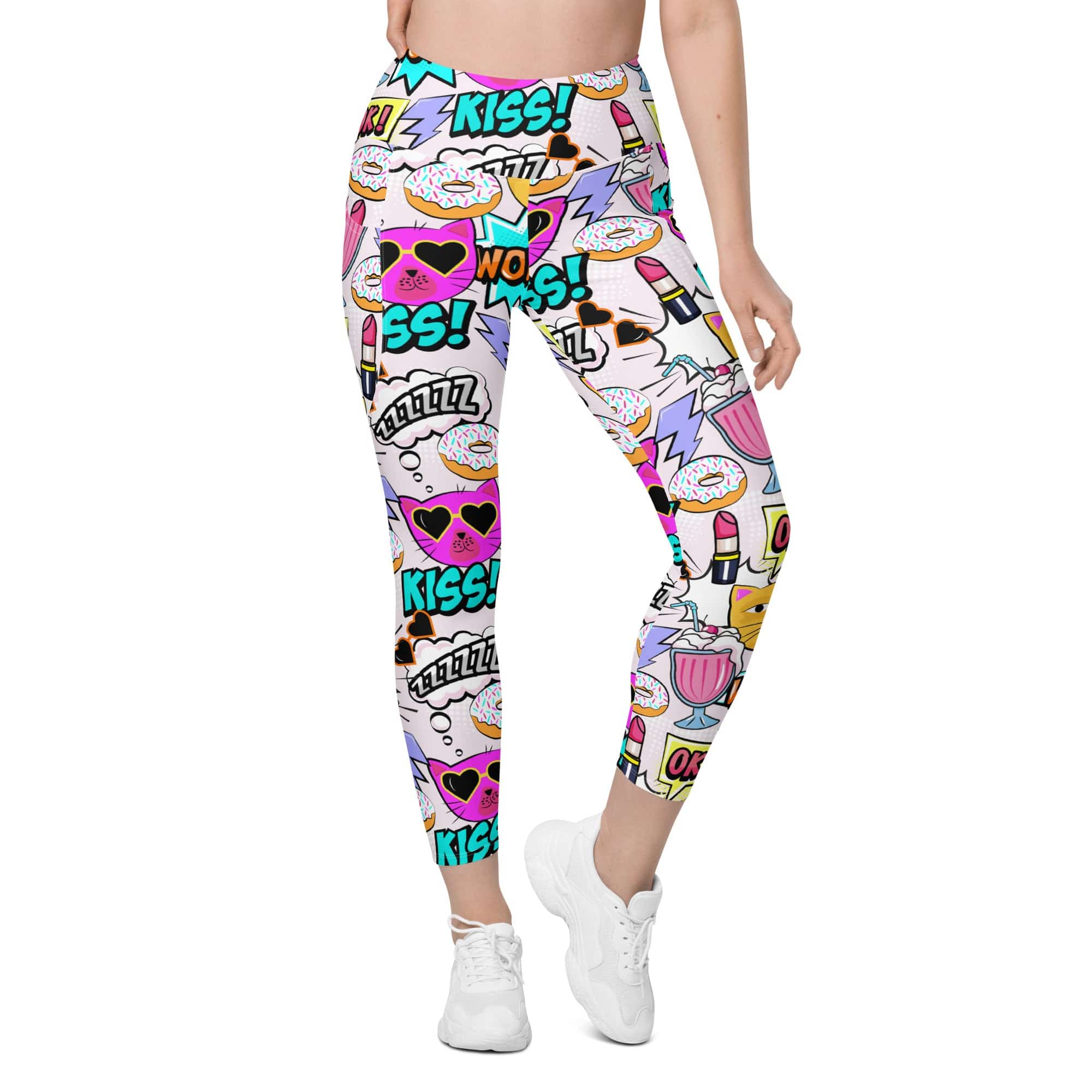 Cat Pop Art Leggings With Pockets