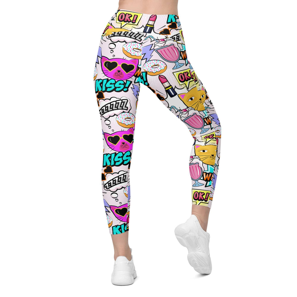 Cat Pop Art Leggings With Pockets
