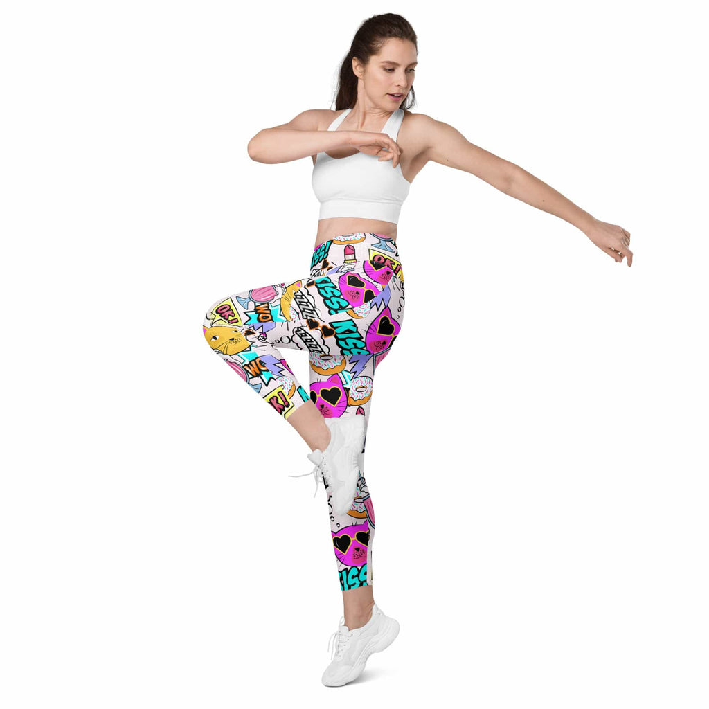 Cat Pop Art Leggings With Pockets
