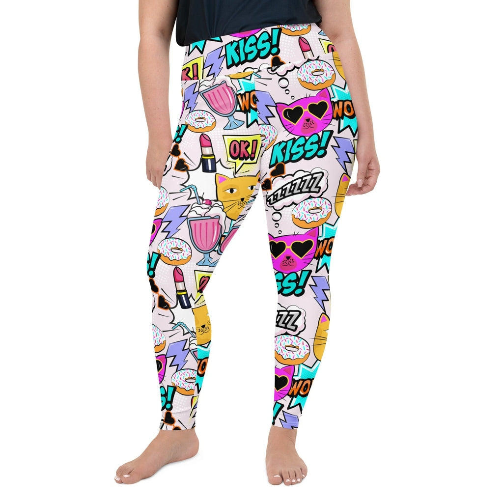 Cat Pop Art  Plus Size Leggings